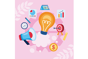 bulb with start up, an Object Illustration by studiogstock