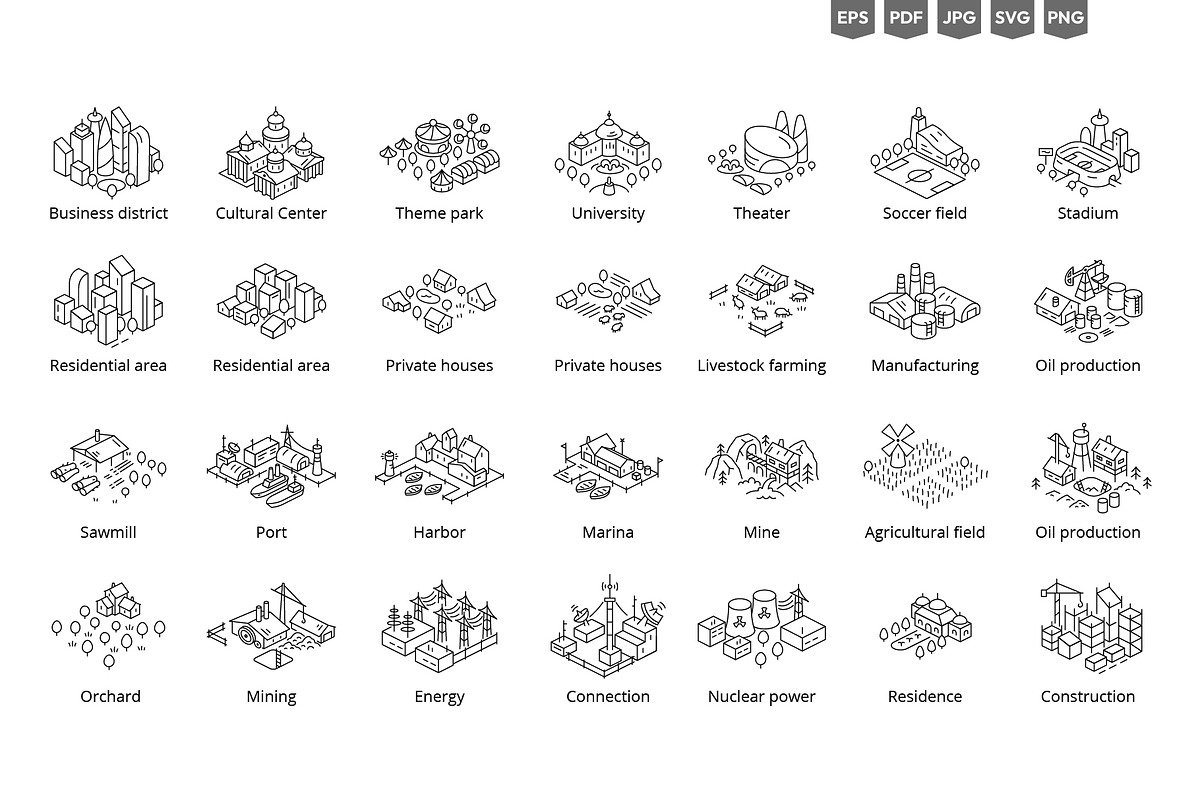 City Districts Icon Pack, an Object Illustration by Ilia Design (Photo 2 of 14)