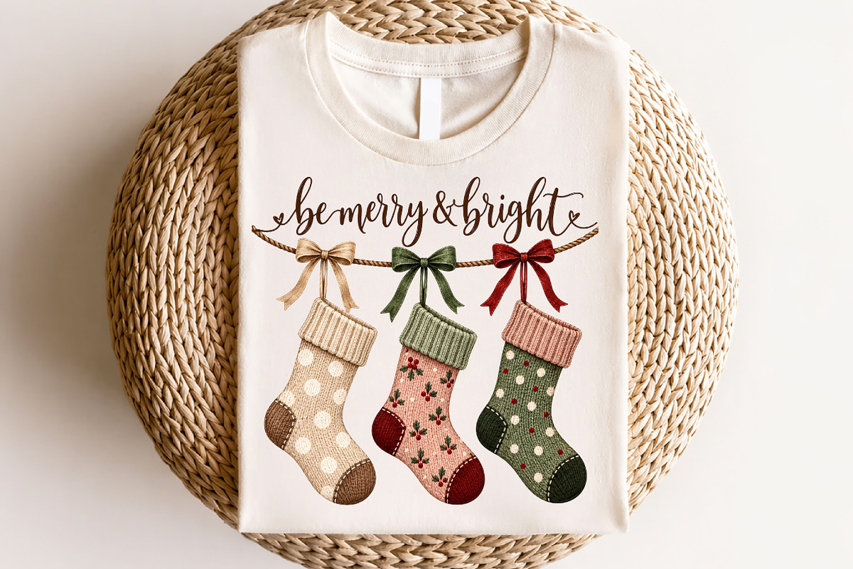 Be Merry and Bright Christmas PNG, a Seasonal Illustration by CraftArtStudio (Photo 4 of 4)