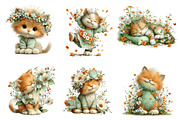 Whimsical Spring Cat Clipart, an Illustration by Dream Creation (Thumbnail 3 of 6)