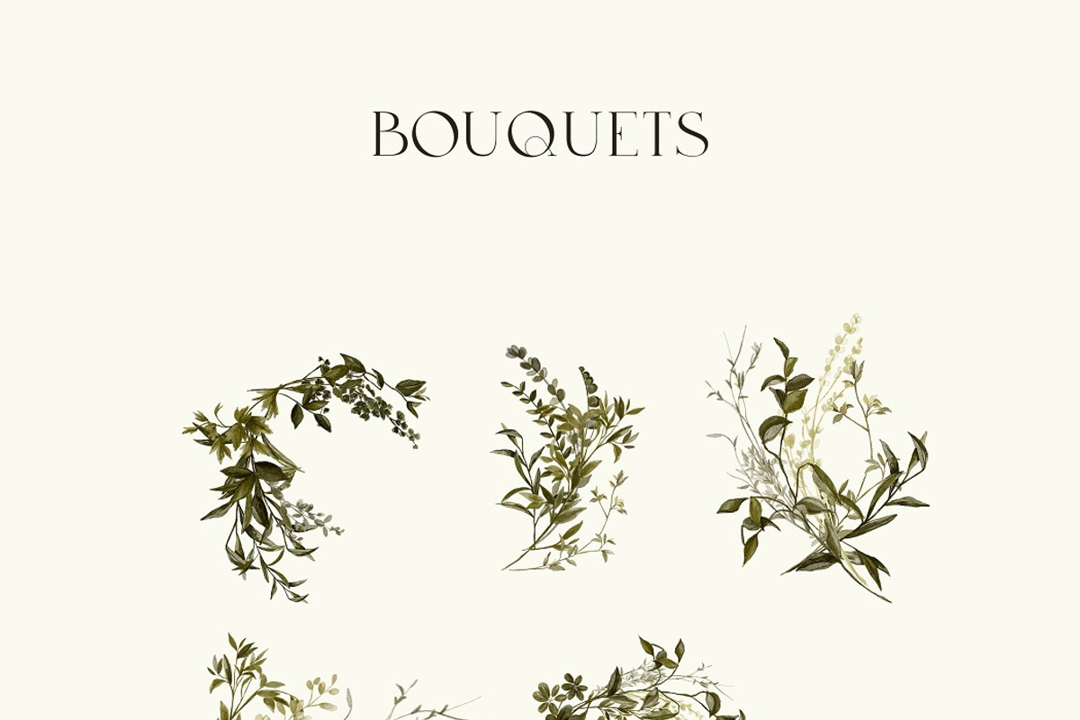 Muted Greenery Watercolor Clipart, an Illustration by BlumenSoul (Photo 3 of 10)