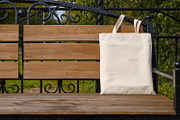 Rustic tote bag on the garden bench, a Photo by TasiPas (Thumbnail 3 of 4)