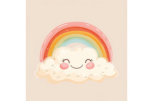 Cute cartoon cloud with blushing, an Illustration by Lermont51