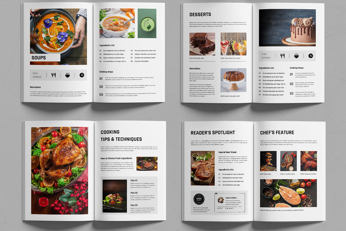 Modern Cookbook Magazine Template