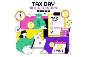 10 Happy Tax Day Illustration, an Object Illustration by denayunebgt