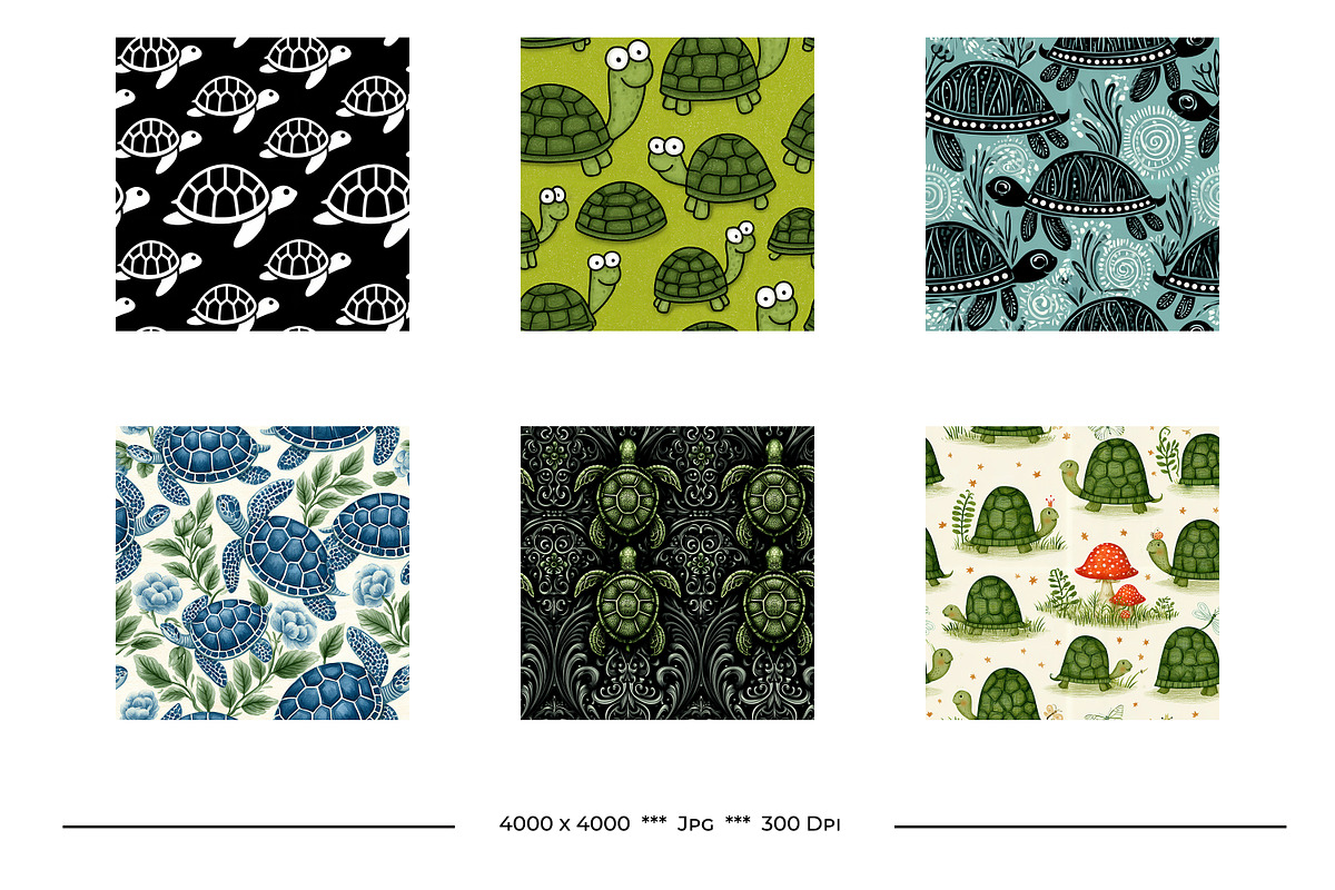Turtle Retro Art Style Patterns, a Pattern Graphic by karenfoleyphoto (Photo 5 of 10)