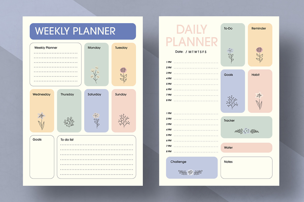 Minimal Weekly and Daily Planner, a Stationery Template by MightyDesign (Photo 1 of 8)