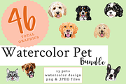 Watercolor Pet Bundle, an Illustration by ThePawPrintsShop (Thumbnail 1 of 5)