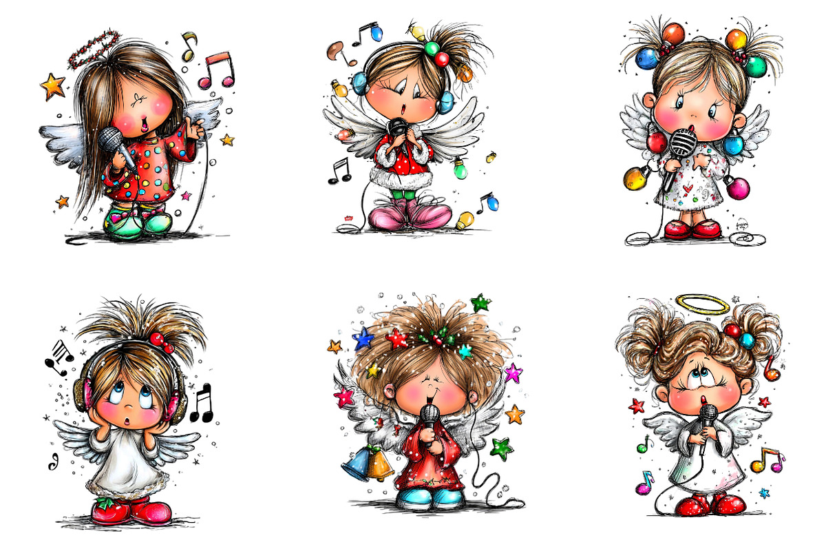 Cartoon-style Christmas Angel, an Illustration by CreationArt (Photo 3 of 5)