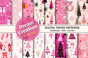 Pink Modern Christmas Digital Paper, a Texture Graphic by Dream Creation (Thumbnail 1 of 7)