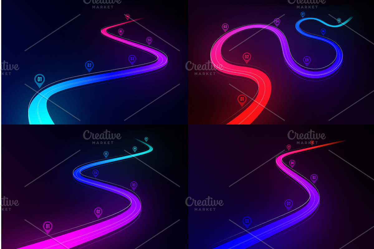 Abstract winding road infographic, an Illustration by RevelStockart