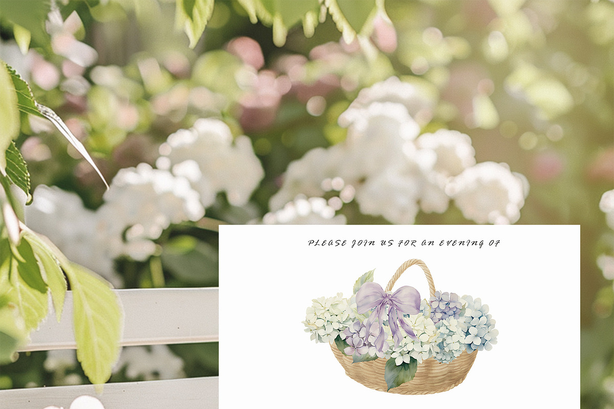 Hydrangea Watercolor Invitation Set, a Decorative Illustration by Sunshine Art (Photo 9 of 13)