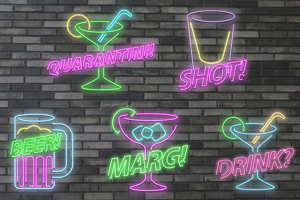 9 Alcohol Glass Neon Light Set, an Icon by Ewing Design Co. (Photo 2 of 4)