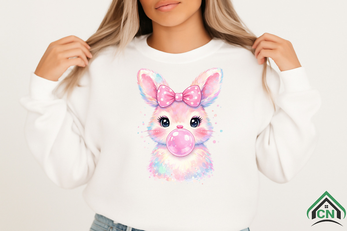 Coquette Easter Bunny Bubblegum PNG, an Illustration by Craft Nest (Photo 3 of 6)