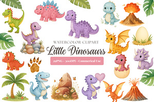Cute Dinosaur Clipart Bundle