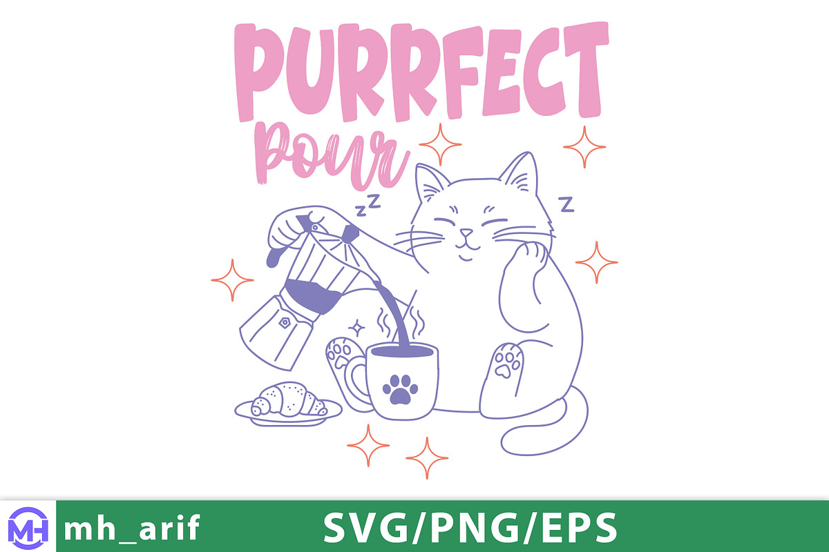 Cat Pour Coffee Funny Hand-drawn SVG, a Graphic by mh_arif (Photo 1 of 4)