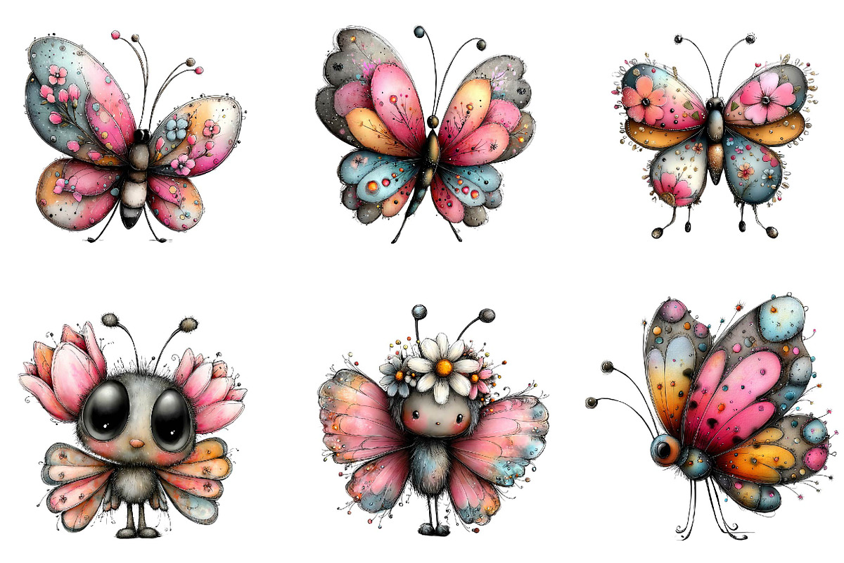 Whimsical spring Butterfly Clipart, an Illustration by CreationArt (Photo 3 of 7)
