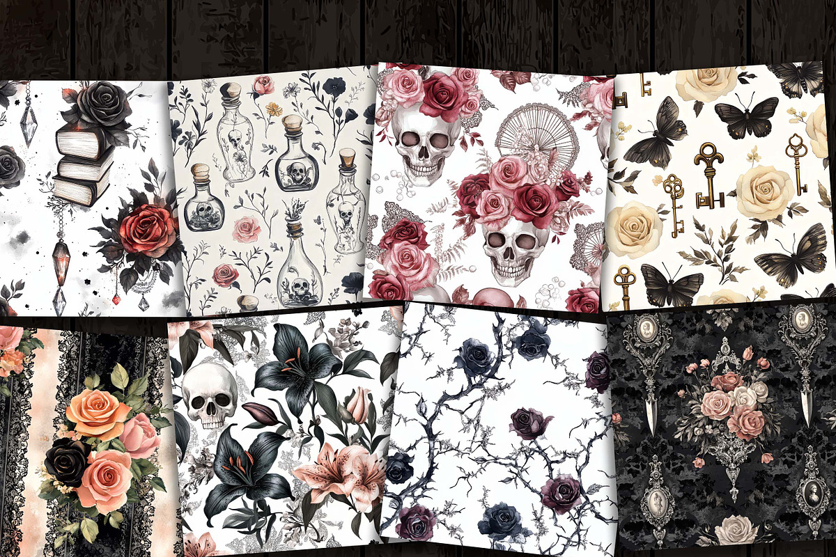 Watercolor Gothic Digital Paper, a Pattern Graphic by Design Scotch (Photo 3 of 8)