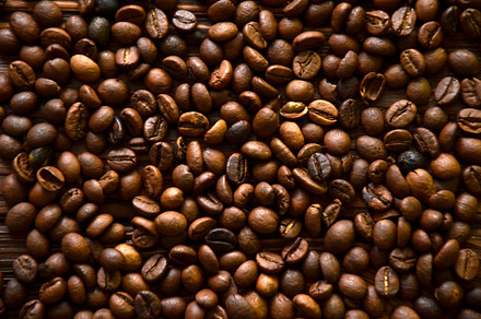 Coffee beans on wood background featuring background, vintage, and coffee, a Food & Drink Photo by velychko.ua