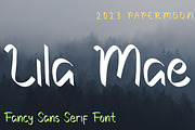Lila Mae Fancy Sans Serif Font, a Handwritten Font by PaperMoon (Thumbnail 1 of 7)