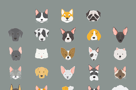Cats and dogs icon collection