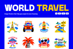 Animated World Travel Stickers, an Emoji Icon by Vectors Market