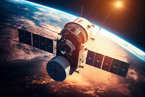 Space Station Orbiting Earth. 3D Illustration.