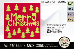 Merry Christmas Trees Card SVG