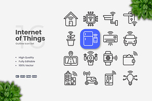 Internet of Things Outline Icons, an Outline Icon by Upnowgraphic