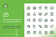 25 EdTech & AI Learning Icons., an Outline Icon by IconBunny (Thumbnail 1 of 2)