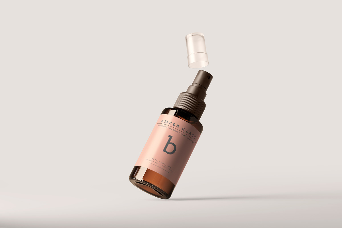 Amber Glass Spray Bottles Mockups, a Cups & Container Mockup by pmvch (Photo 12 of 20)