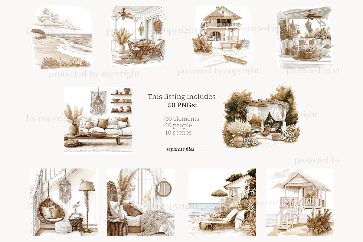 Summer Clipart Beach Art | Neutral, a Person Illustration by GlamArtZhanna (Photo 5 of 8)