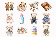Watercolor Teddy Bear Nursery Clipar, an Illustration by Design Market (Thumbnail 3 of 5)