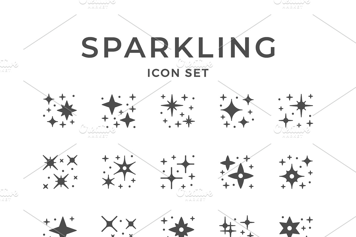 Set icons of sparkling and twinkling, a Solid Icon by motorama (Photo 1 of 2)