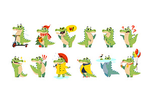 Funny crocodile. Cute animal, an Animal Illustration by YummyBuum