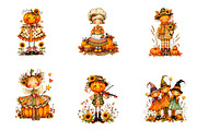 Quirky Pumpkins Clipart, a Seasonal Illustration by CreationArt (Thumbnail 3 of 5)