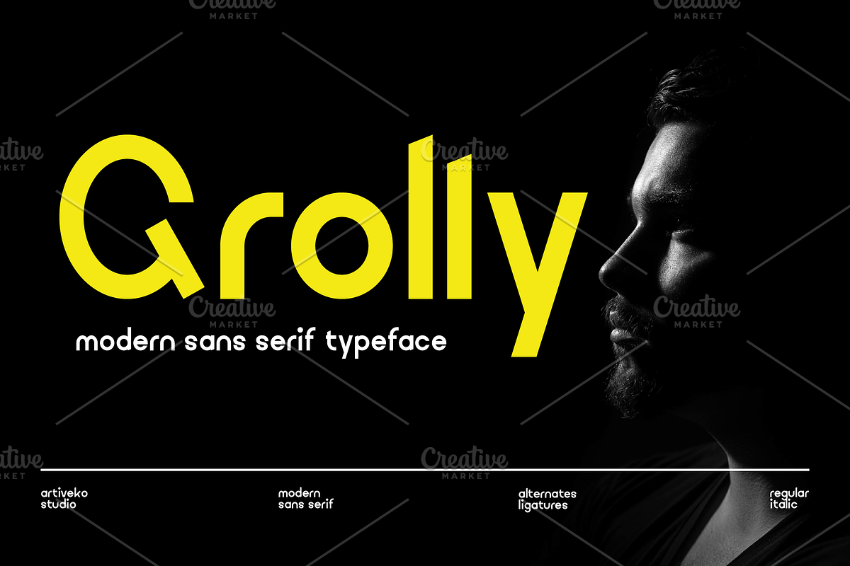 Grolly Modern Sans Font, a Sans Serif Font by Artiveko (Photo 1 of 7)