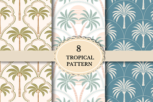 Palm Tree Tropical Seamless Patterns