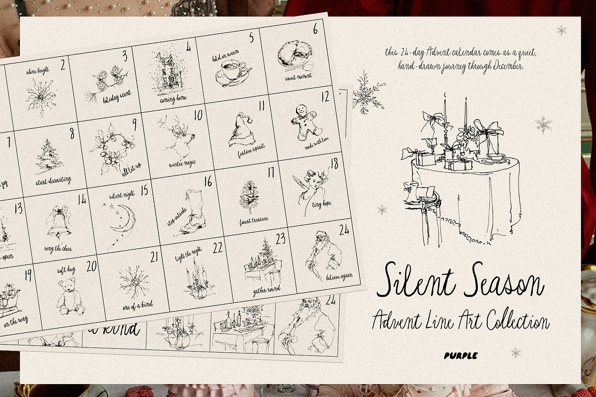 Silent Season: Advent & Line Art, a Seasonal Illustration by Purple (Photo 1 of 10)