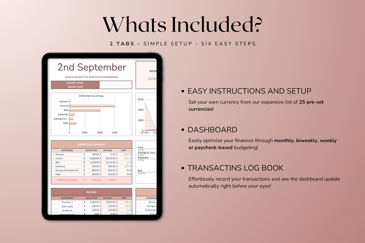 Simple Paycheck Budget - Neutral, a Templates & Theme by The Creative Plans co (Photo 5 of 10)
