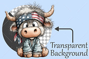Whimsical 4th of July Highland Cow, a Seasonal Illustration by Canvas Craft (Thumbnail 2 of 10)
