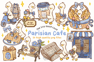 Parisian Cafe Goose Clipart, an Animal Illustration by Blumensdiary