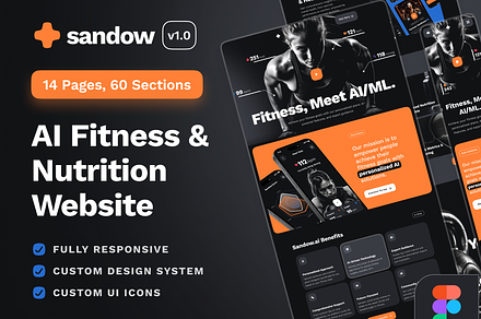sandow: AI Fitness & Diet Website, a Landing Page Template by strangehelix.bio