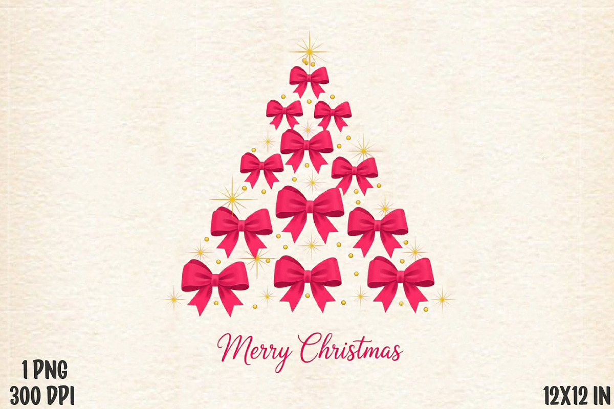 Coquette Pink Bow Merry Christmas, an Illustration by Designworld (Photo 1 of 5)