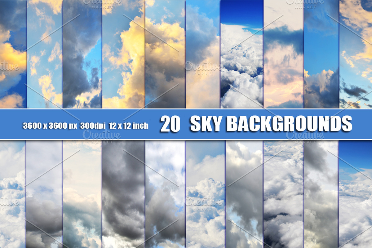 20 SKY CLOUDS Photo Backgrounds preview 6