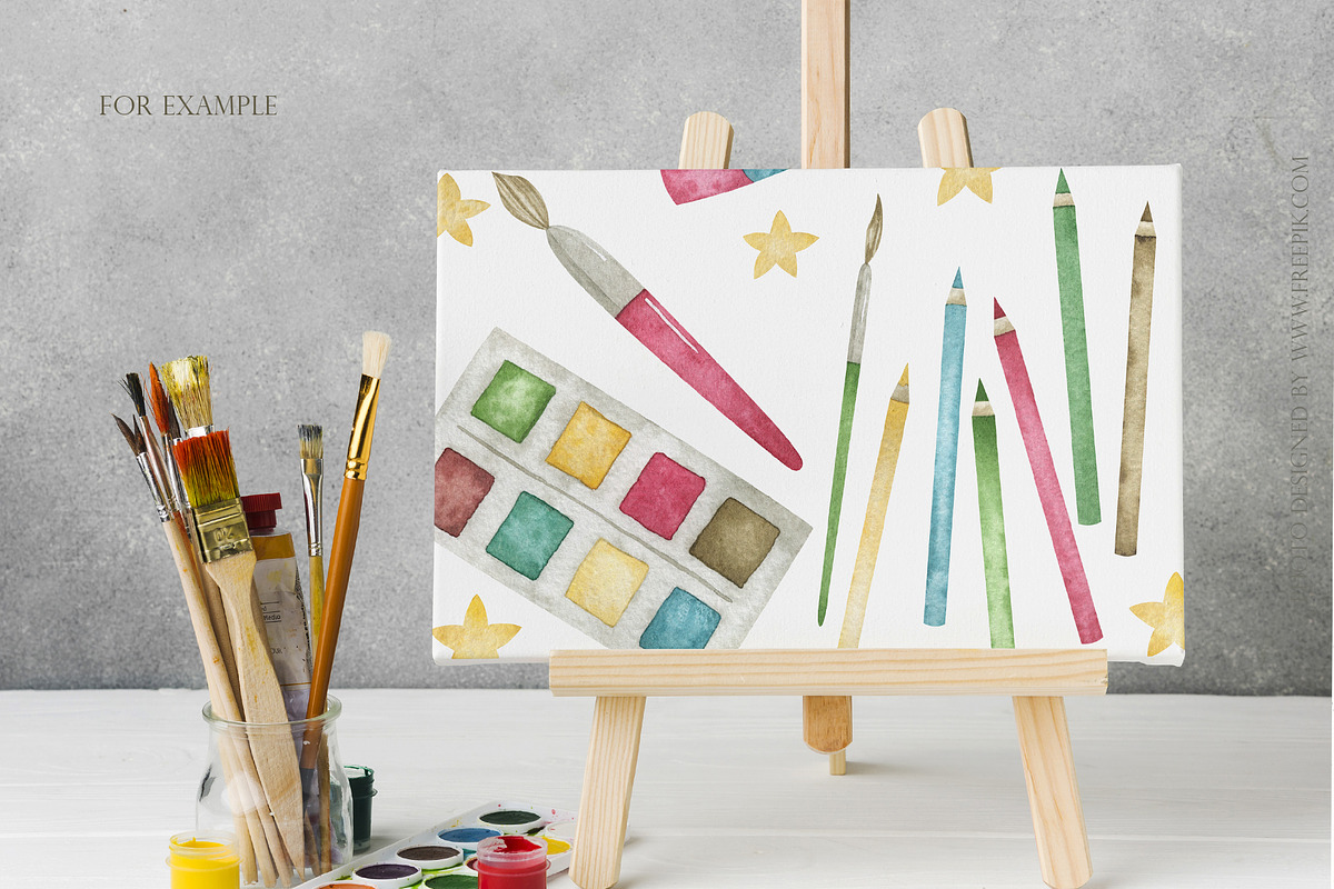 Watercolor School set, an Object Graphic by OrangePeafowlArt (Photo 5 of 15)