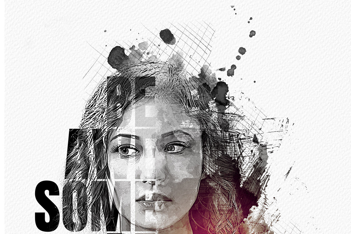 Typography portrait effect template, an Action Add-On by Photoshop Action (Photo 8 of 16)