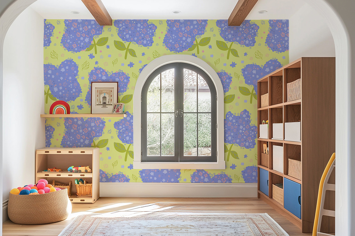 Hydrangeas floral vector pattern, a Pattern Graphic by Carpet Tapete Pretzel (Photo 14 of 14)