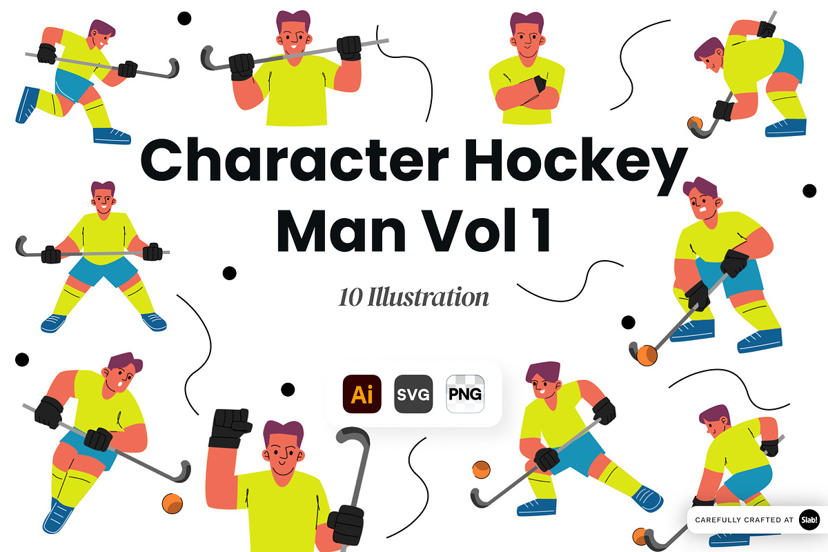 Character Hockey Man Vol 1 Doodle, a Sport Illustration by SLAB! Design (Photo 1 of 3)
