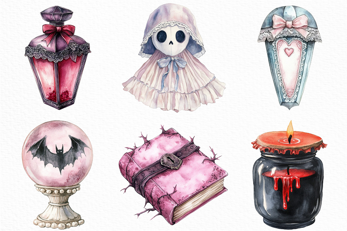 Gothic Coquette Halloween Clipart, an Illustration by Craft Nest (Photo 5 of 6)